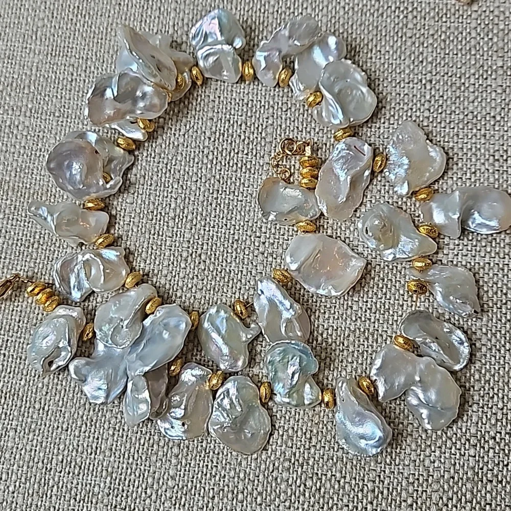 Madeleine Lou Keishi Pearl & Gold Necklace - Picture 2 of 8